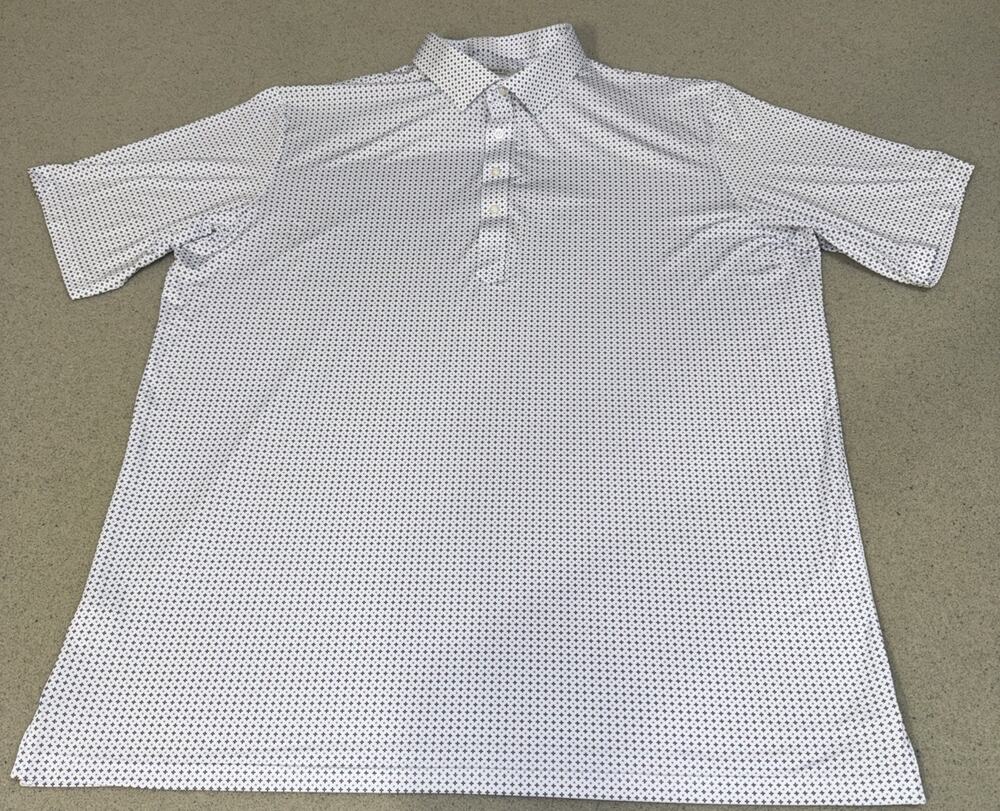 Collars & Co Golf Featherweight Flex Polo White Geometric AOP Size 3XL NWOT